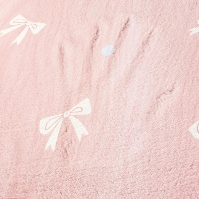 Pink Floral Fluffy Rug