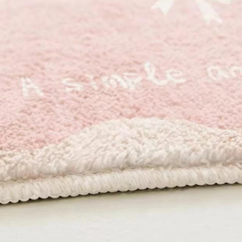 Pink Floral Fluffy Rug