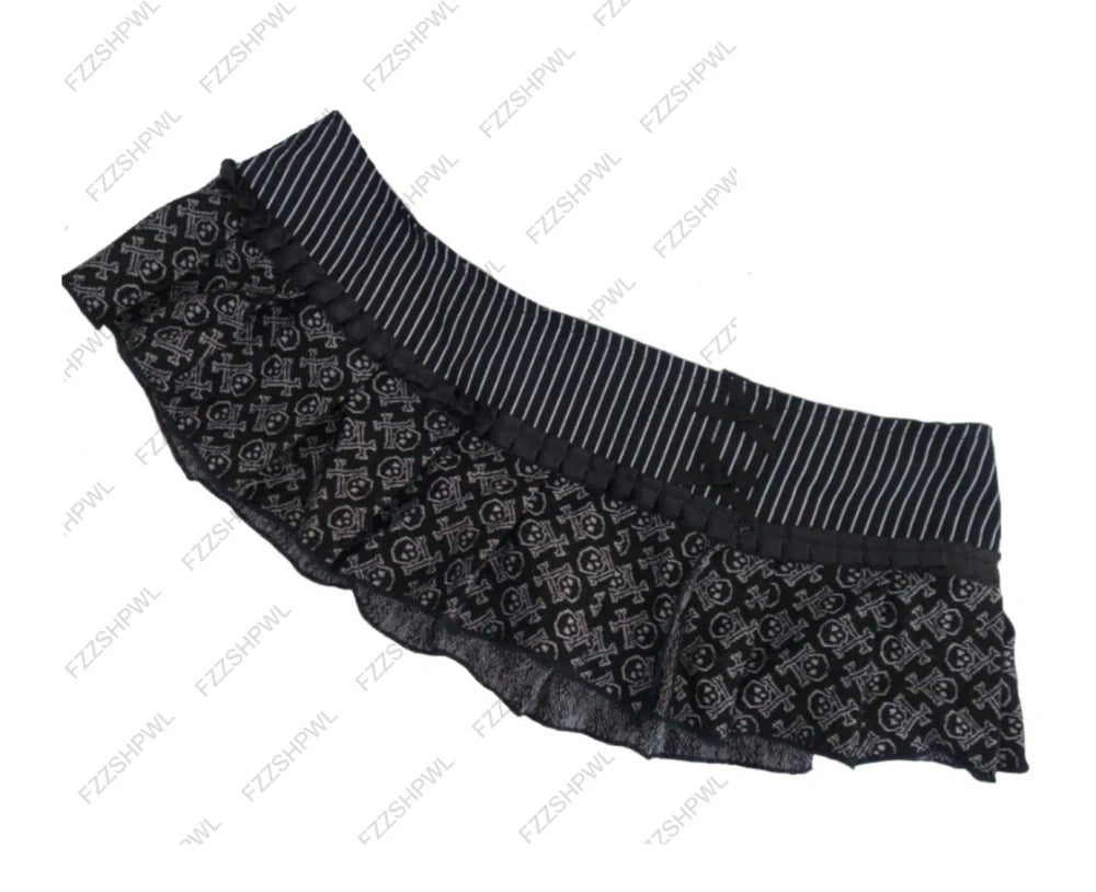 Polka Dot Lace Bow Mini Skirt